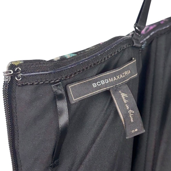 BCBGMAXAZRIA ERIKA SWEETHEART STRAPLESS TIERED FLORAL MESH MAXI GOWN DRESS - Picture 15 of 16